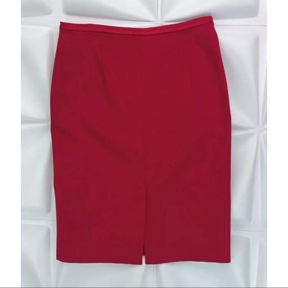 Maria Bianca Nero Sz S Red Pencil Skirt Stretchy Knit Satin Lined Career Work - Picture 1 of 6